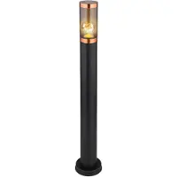 Globo Padlamp tuinlamp buiten staande lamp vloerlamp roestvrij staal, koper accent black smoke, 1x E27, DxH 7,6x80 cm