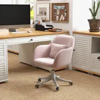 MODFU - Bureaustoel - Ergonomisch Met Vibratiemassage - In Hoogte Verstelbaar - Draaibaar - Fluweellook - Roze - 57 X 70 X 78-86 Cm