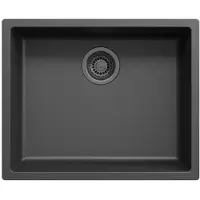 Pure.Sink Zwarte spoelbak 50x40cm onderbouw en opbouw met automatische gun metal plug 1208971860