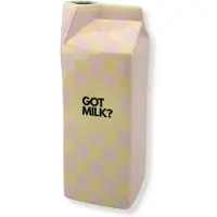 Housevitamin - Bloemenvaas - Melkpak Vaas 'Got Milk' - Roze/Geel - Dolomiet - 10x10x25,5cm