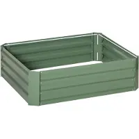 Happiq Verhoogde Plantenbak Set 2-delig – Stalen Tuinborder voor Bloemen & Planten – Groen