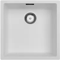 Pure.Sink Witte spoelbak 40x40cm onderbouw en opbouw met automatische rvs plug 1208971891