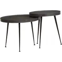 vidaXL Salontafel 2 stuks Zwart bewerkt hout
