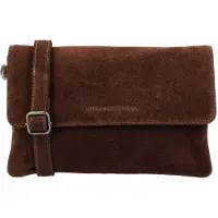 Hide & Stitches Suède Clutch/Schoudertas Brazos Donker Bruin