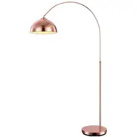 Globo Lighting Vloerlamp globe booglamp koper metalen vloerlamp gebogen woonkamer in hoogte verstelbaar, kap beweegbaar, 1x E27, H 141-196 cm