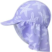 Swim Essentials - zonnehoedje - UV kap - Uv nekbescherming - Lila - Sea Star - Sterrenprint - baby