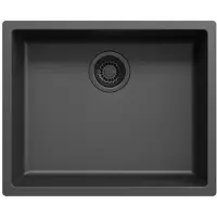 Pure.Sink Zwarte spoelbak 50x40cm onderbouw en opbouw met automatische zwarte plug 1208971856