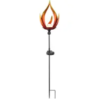Globo Solarlamp Solarlamp Buitenlamp Tuinlamp Entree, IP44 spatwaterdicht Metaal vlamoptiek zwart, 1x LED warm wit, DxH 18x93 cm