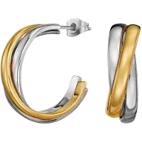 Traveller Oorringen - Hoops Dames - Bicolor - Verguld & Edelstaal - 3/4 Ring - 25 x 7 mm - 166367
