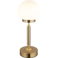 Globo Lighting Tafellamp Nachtlamp Tafellamp Woonkamerlamp Slaapkamerlamp, metaal glas messingkleurig, touchdimmer Oplaadbare batterij CCT, LED 2,5W 136 Lm 2700K 4000K 6500K, H 28,5 cm