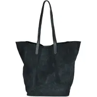 Beocca Mira Leren Shopper Dames - Grote Tas van Plantaardig Gelooid Leer - Handgemaakt - Ruim en Lichtgewicht - Minimalistisch Design - Duurzaam - Zwart
