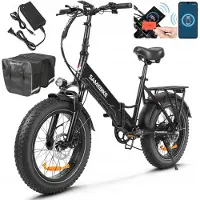 Samebike LOTDM200 Opvouwbare Elektrische Fiets – 48V 13Ah Accu, 80km Bereik, 20"x4.0" Vetbanden, 7-Speed Shimano, Dubbel Geveerd – Zwart