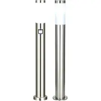 Globo Set van 2 vloerlampen voor buiten 1x vloerlamp met bewegingsmelder tuinpadverlichting roestvrijstalen buitenlamp, E27 fitting, tuin buitenruimte