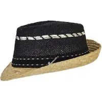 Herman chapeau petit bord avec la tête en paille papier ajourée noir et son bord en paille naturelle