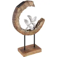 Globo Solarlamp tuin houtlook tuindecoratie solarlamp maan voor buiten, tak zilver, LED 3000K warm wit, LxH 24x52 cm