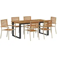 vidaXL Tuinset, 7-delig, beige, massief acaciahout