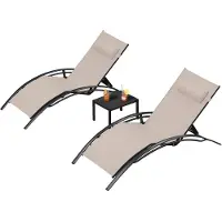 PURPLE LEAF Extra Grote Tweepersoons Aluminium Tuinligstoel Met Kussen – Wind- en Weerbestendig – Draagvermogen 150 kg – Met Zijtafel – Kaki