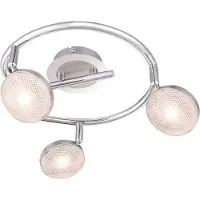 Globo Lighting Plafondlamp draaibaar Spotrondell chroom aluminium, mat nikkel, 3x LED 5W 345Lm warm wit, DxH 25x16,5 cm