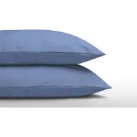 DH Set van 2 effen BLAUWE kussenslopen (kussensloop kussenhoes) KATOEN voor hoofdkussen van 60 x 70 cm (rustig effen / uni beddengoed slaapkamer)