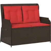 vidaXL Ligbank voor in de tuin met kussens bruin poly rattan