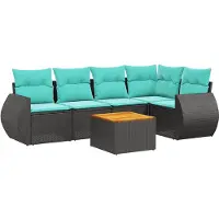 vidaXL 6-delige loungeset voor de tuin met kussens, zwart kunststofvlechtwerk