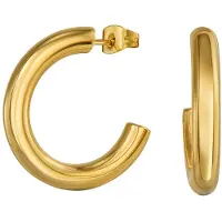 Traveller Oorringen - Oorbellen Dames - Verguld - Edelstaal - 3/4 Ring - 4x25mm - 166375