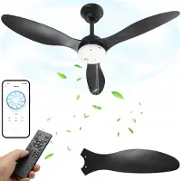 No 2-in-1 LED Plafondventilator Zwart – 106 cm, Met Afstandsbediening & App, Dimbare 3 Kleurtemperaturen, 6 Snelheden – Stille Omkeerbare DC Motor – Geschikt voor Woonkamer, Slaapkamer of Keuken