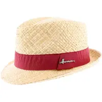 Herman chapeau été petit bord relevé à l'arrière en paille naturelle légère avec ruban uni