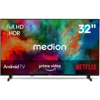 Medion 80 cm 32" Full HD TV Android TV Smart TV HDR Prime Video PVR Bluetooth, MD832100
