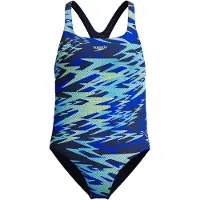 Speedo H- Boom Print Medalist Kinder Badpak (navy/groen) 164 Navy / Groen
