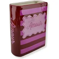 Housevitamin - Bloemenvaas - Boek Vaas - Rood/Roze - Dolomiet - 16,5x7,5x21,5cm