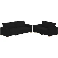 vidaXL 2-delige loungeset met kussens stof zwart