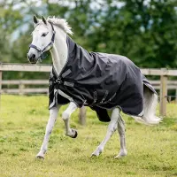 Rambo Horseware Wug Turnout Lite 0g - Zwart/Onweersgrijs & Zilver, 78 (6'6")