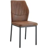 STILVORA Eetstoelset, 4 stuks, met Polyurethanrugleuning en verticale structuur. Eetstoel met metalen poten, geschikt als keukentool of eetkamerstoel voor de eetkamer en woonkamer