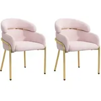 STILVORA Eetkamerstoel - Fluweel - Ergonomisch Comfort Met Metalen Poten - Voor Woonkamer En Slaapkamer - Roze