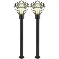 Globo Patio lamp terraslamp buitenlamp industriële vloerlamp zwart roestvrij staal voetlamp, 1x E27, LxH 22,5x100 cm, set van 2