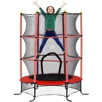 Happiq Kindertrampoline Ø163 cm – Tuintrampoline voor Kinderen 3-10 Jaar – Rood