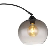 Globo Booglamp in hoogte verstelbare vloerlamp zwart glas marmer woonkamerlamp bijzetlamp, met draaibare kap, 1x E27, LxBxH 96x30x196 cm
