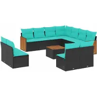 vidaXL 12-delige loungeset voor de tuin met kussens, zwart kunststof vlechtwerk