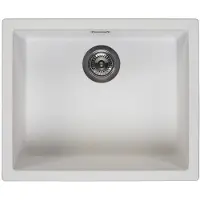 Pure.Sink Witte Spoelbak 50x40 cm Onderbouw, Opbouw met Gun Metal Plug 1208970529