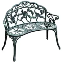 STILVORA Tuinbank 100 x 54 x 78 cm - 2-Zits Met Antiek Bloemenpatroon - Voor Tuin, Balkon En Terras - Aluminium En Gietijzer - Antiek Groen