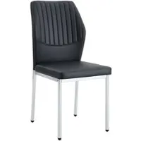 STILVORA Eetstoelset, 4 stuks, met Polyurethanrugleuning en verticale structuur. Eetstoel met metalen poten, geschikt als keukentool of eetkamerstoel voor de eetkamer en woonkamer