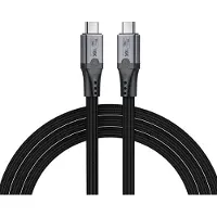 MMOBIEL 80Gbps Kabel Geschikt voor Thunderbolt 5 van – Gevlochten USB-C naar USB-C Monitor Weergave Kabel 1m – 120Gbps Bandbreedte Boost, 240W Opladen USB4, USB-C - Zwart