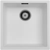Pure.Sink Witte spoelbak 40x40cm onderbouw en opbou met automatische gun metal plug 1208971895