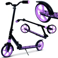 Malplay Grote stadsroller met schokdempers, kickroller met wielen van 200 mm, verstelbaar stuur, geschikt voor kinderen en volwassenen tot 100 kg, kleur: roze