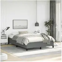 vidaXL Bedframe zonder matras donkergrijs 137x190 cm stof