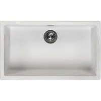 Pure.Sink Keukenwastafel 70x40 cm, wit, onderbouwmodel, met Gun Metal afwerking en aansluiting