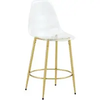 STILVORA Barstoel 66 Cm - Set Van 2 - Transparant Met Rugleuning En Voetensteun - Voor Keuken En Bar - Goud Transparant