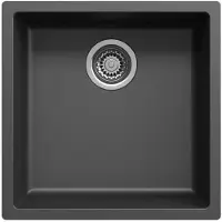 Pure.Sink Zwarte spoelbak 40x40cm onderbouw en opbouw met automatische RVS plug 1208971836