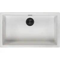 Pure.Sink Keukenwastafel 70x40 cm, wit, onderbouwmodel, met zwarte bovenkant